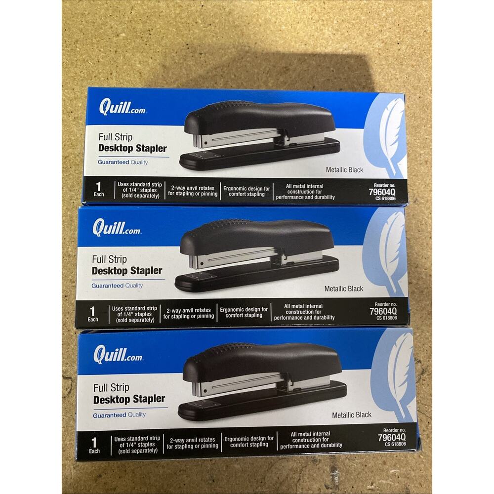 Quill Brand Full Strip Desktop Stapler , Metallic Black